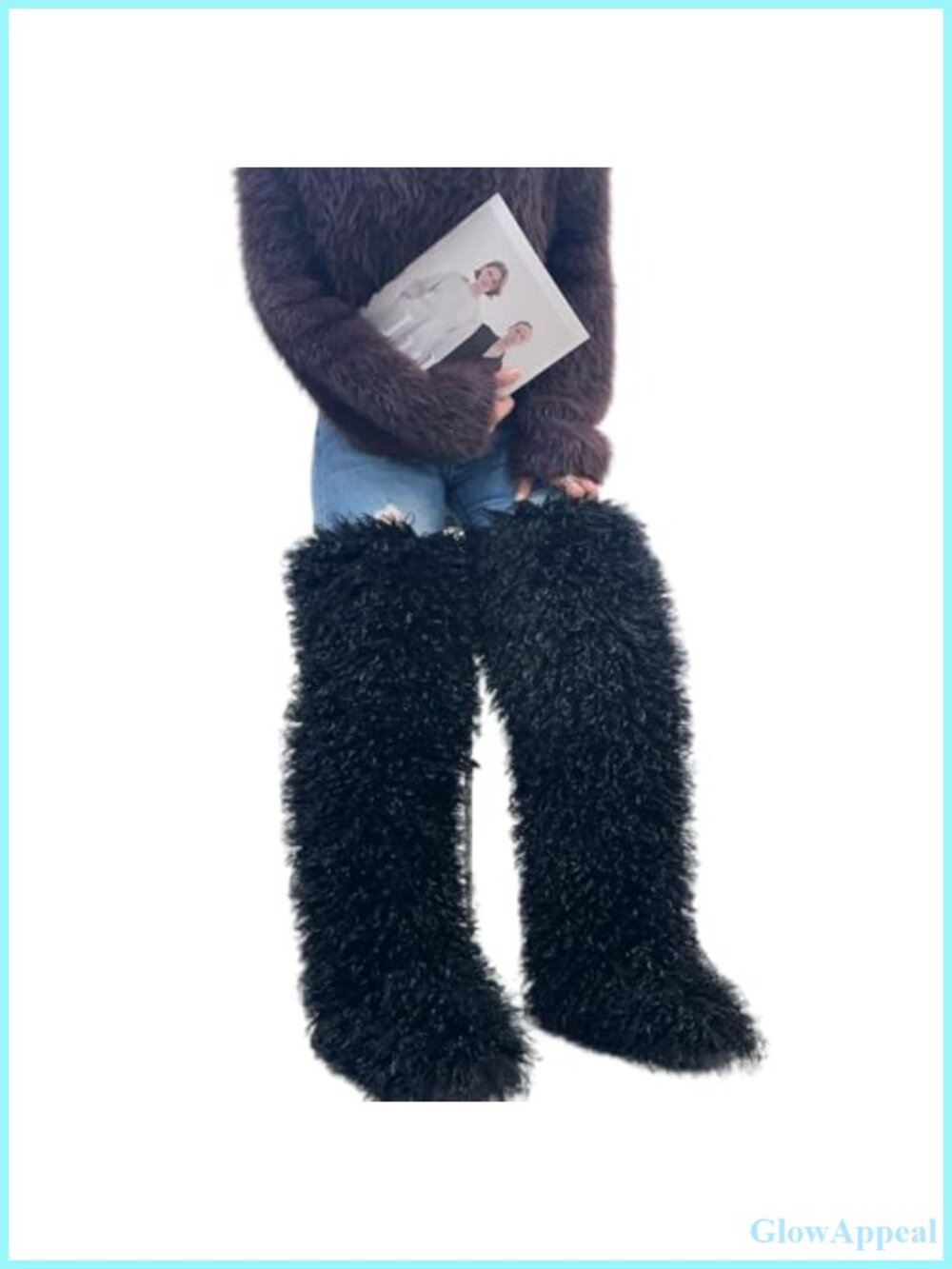 Faux Fur Over the Knee Thigh High Boots Fluffy Tall Winter Snow Boots